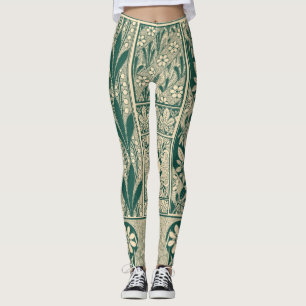 Dekoratives botanisches Jugendstil-Muster Leggings
