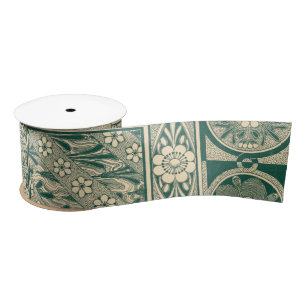 Dekoratives botanisches Jugendstil-Muster Satinband