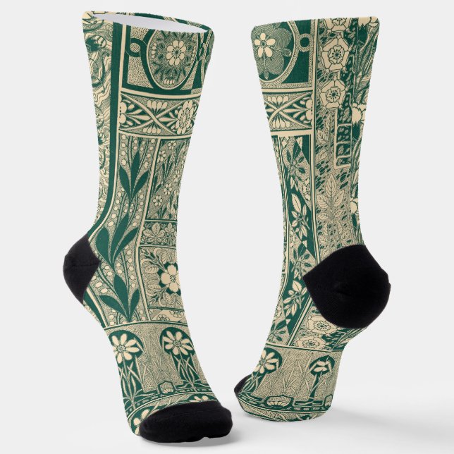 Dekoratives botanisches Jugendstil-Muster Socken (Gewinkelt)