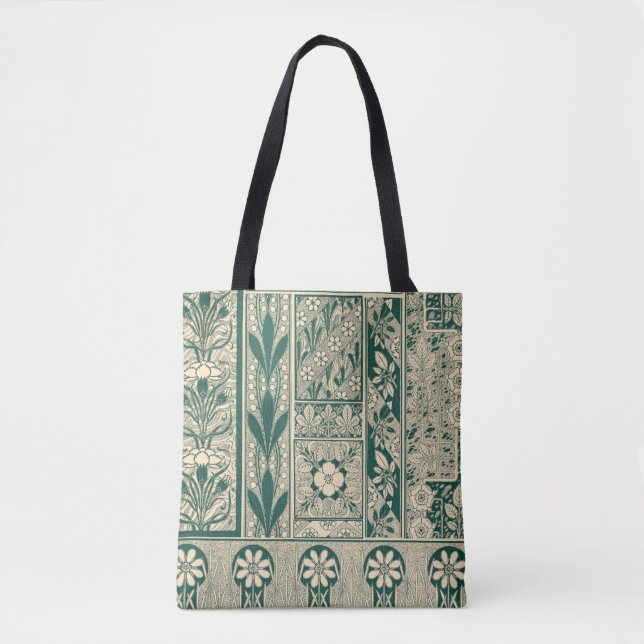 Dekoratives botanisches Jugendstil-Muster Tasche (Vorderseite)