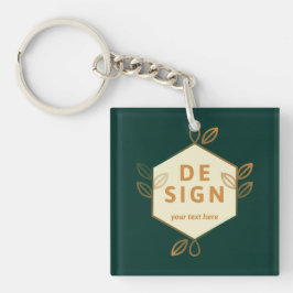 Dekoratives cremefarbenes Sechseck-Logo auf dunkle Schlüsselanhänger