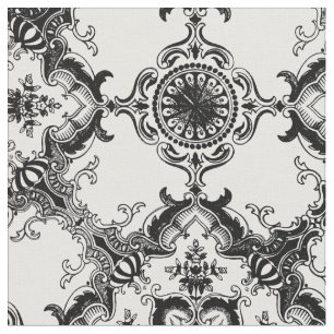 Dekoratives Damast-Schwarzweiss-Muster Stoff