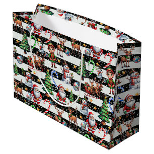 Dekoratives Design der Weihnachtsstreifen Große Geschenktüte