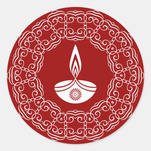 Dekoratives Diwali Design Runder Aufkleber (Vorderseite)