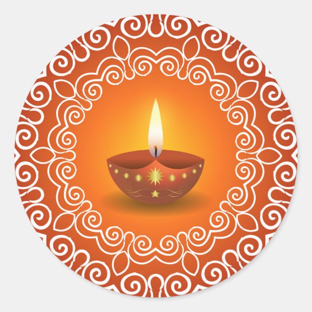 Dekoratives Diwali Design Runder Aufkleber (Vorderseite)