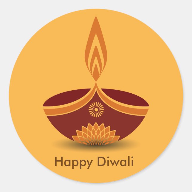 Dekoratives Diwali-Lampendesign Runder Aufkleber (Vorderseite)