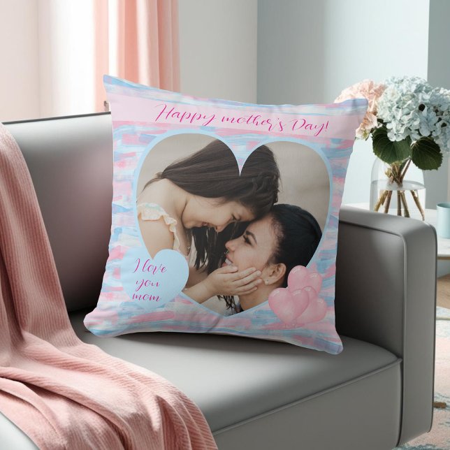 Dekoratives Foto der Mutter Kissen (Decorative pastel Mother’s Day photo Throw Pillow)