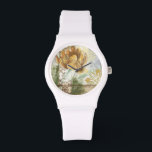 Dekoratives Fresco-Design mit Globe-Blume Armbanduhr<br><div class="desc">Dieses dekorative Freskendesign von Megan Meagher besticht durch eine Blume aus der Welt. Ein abstrakter Hintergrund umgibt die Blume und schafft ein surreales Ambiente,  das der realistischen Blume widerspricht.</div>