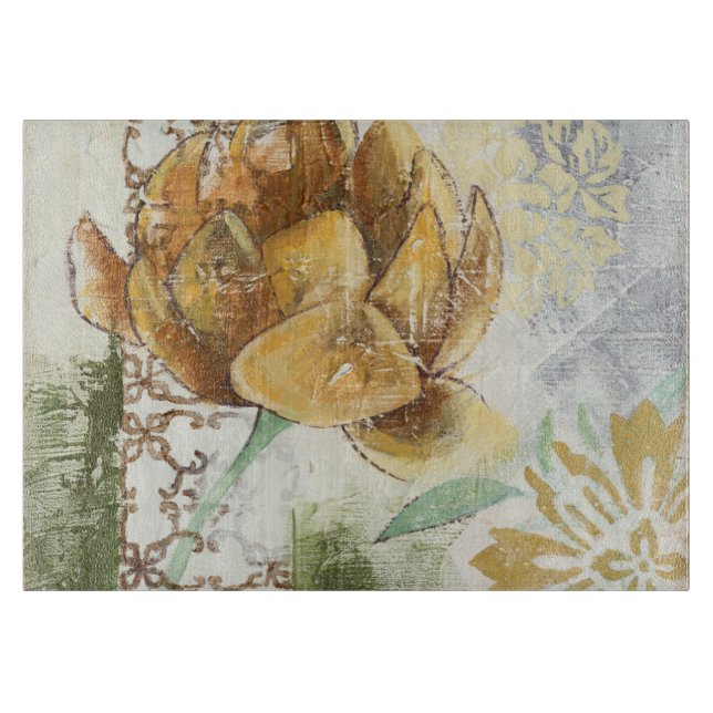 Dekoratives Fresco-Design mit Globe-Blume Schneidebrett (Vorderseite)