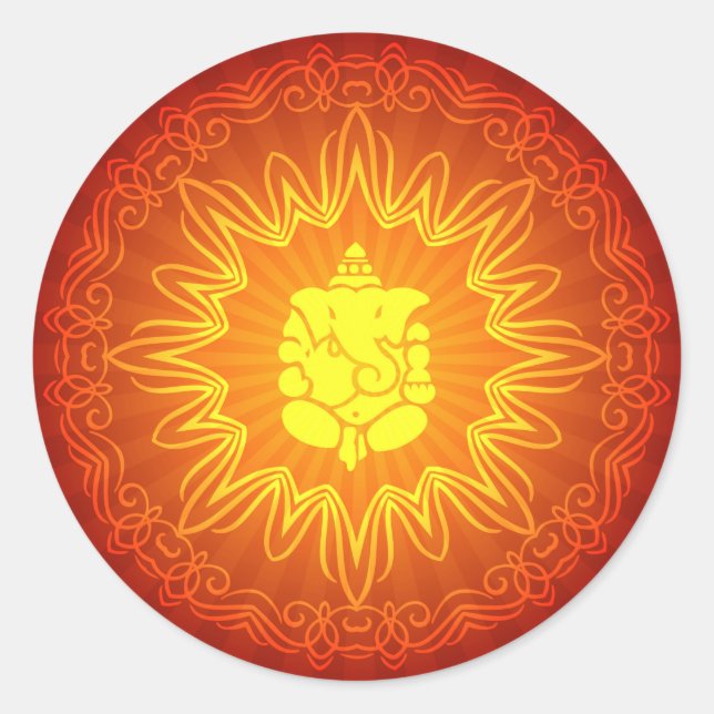 Dekoratives Ganesha Design Runder Aufkleber (Vorderseite)