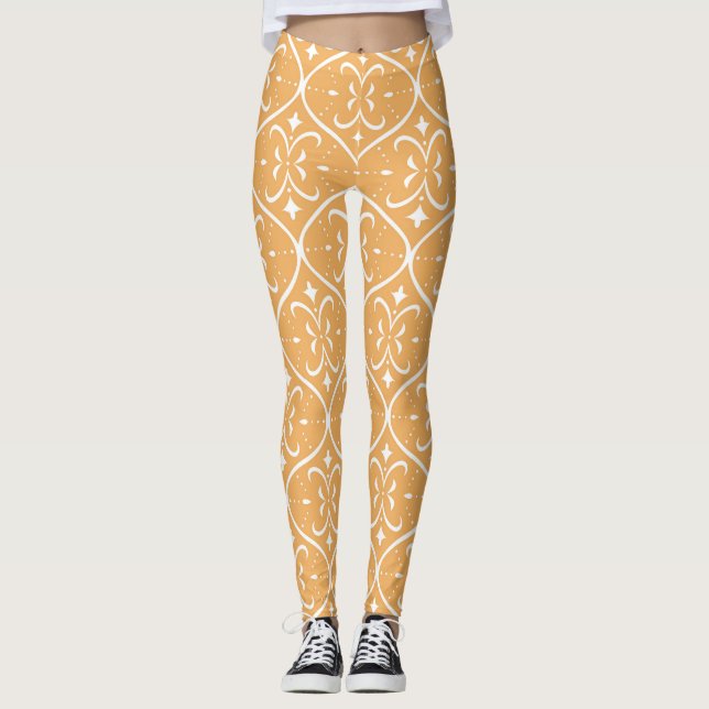 Dekoratives geblüht nahtloses Muster, orientalisch Leggings (Vorderseite)