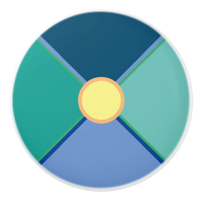Dekoratives geometrisches aquamarines Grün, Zitrus Keramikknauf (Vorderseite)