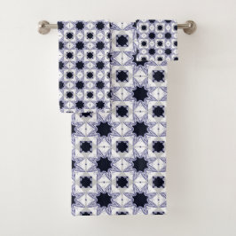 Dekoratives geometrisches Baby-Blau-Sternmuster Badhandtuch Set