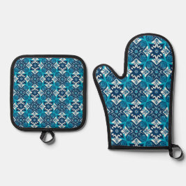 Dekoratives geometrisches Muster Ofenhandschuh & Topflappen-Set