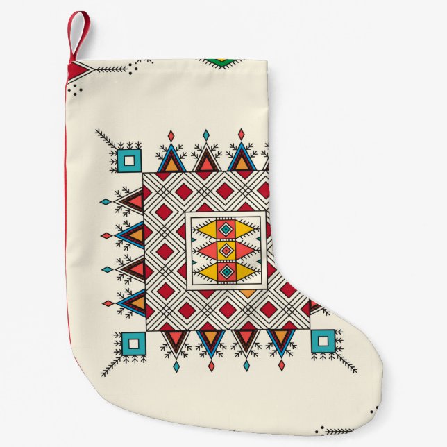 Dekoratives geometrisches Wiederholmuster, inspiri Kleiner Weihnachtsstrumpf (Vorderseite)