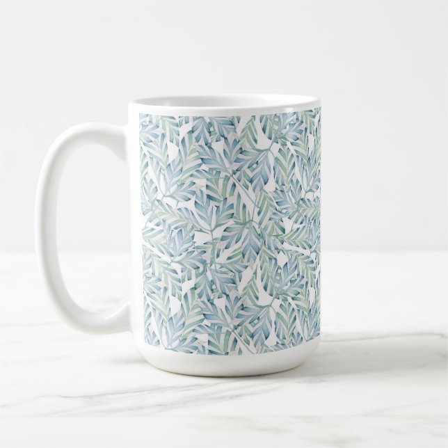 Dekoratives gestreiftes Blatt-Muster Kaffeetasse (Links)