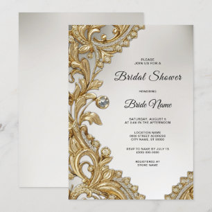 Dekoratives Gold-Brautparty Einladung