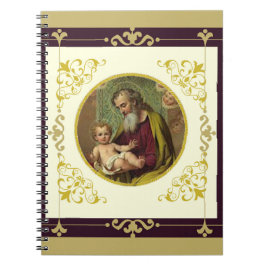 Dekoratives Gold St- Josephu. Kinderjesuss Notizblock