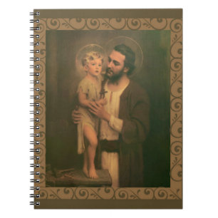 Dekoratives Gold St- Josephu. Kinderjesuss Notizblock