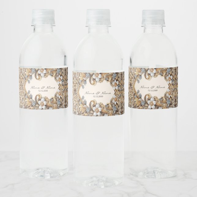 Dekoratives Gold Weißes Blumenwasser Flasche Etike (Flaschen)