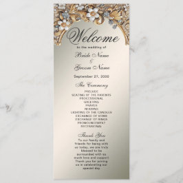 Dekoratives Gold White Floral Wedding Programm