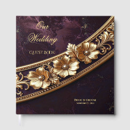 Dekoratives Goldenes Florales Gästebuch