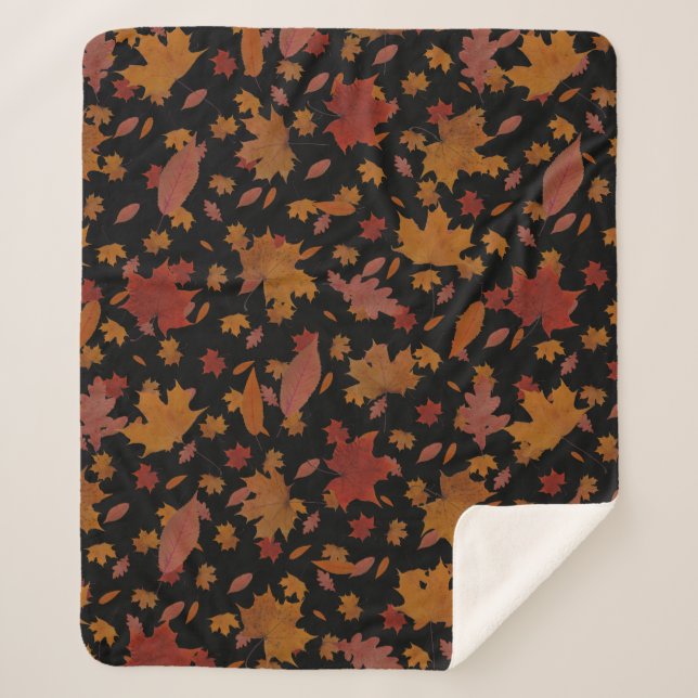 Dekoratives goldenes Herbst-Blätter auf Sherpadecke (Vorderseite)