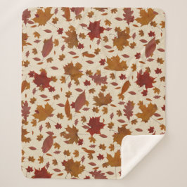 Dekoratives goldenes Herbst-Blätter auf Sherpadecke