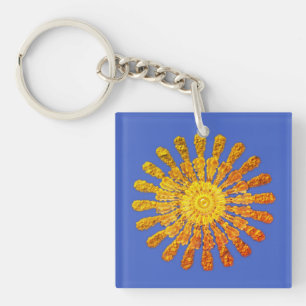 Dekoratives goldenes Sonnensymbol Schlüsselanhänger