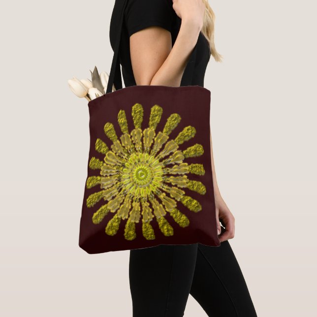 Dekoratives goldenes Sonnensymbol Tasche (Von Nahem)