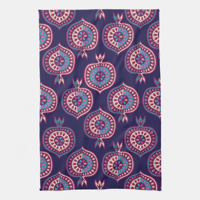 Dekoratives Granatmuster Geschirrtuch (Vertikal)