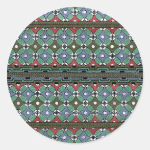 Dekoratives Grenzdesign ( Owen Jones ) Runder Aufkleber
