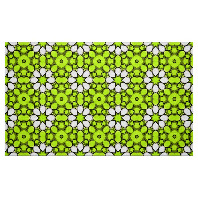 Dekoratives grünes Blumenmuster im lebendigen Stil Stoff (Fat Quarter (45,7 x 55,9 cm))