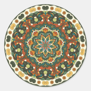 Dekoratives, helles Mandala Runder Aufkleber
