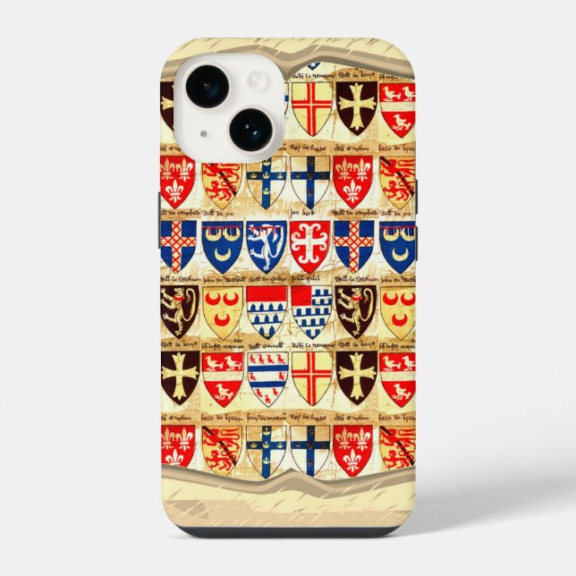 Dekoratives Heraldik-Muster iPhone 14 Hülle (Rückseite)