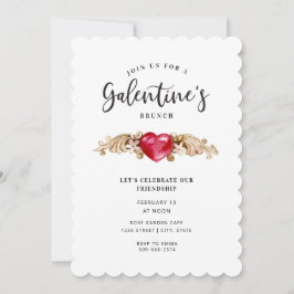 Dekoratives Herz | Galentine-Brunch-Einladung Feiertagskarte