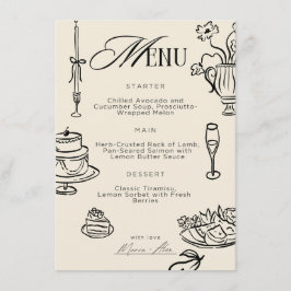 Dekoratives Hochzeitsmenü – Elegante Beige Feier Menükarte