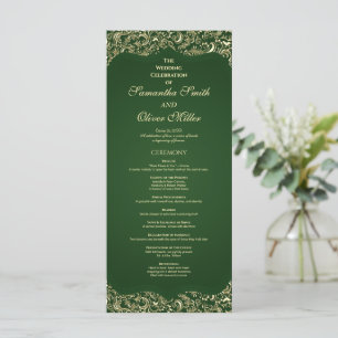 Dekoratives Hochzeitsprogramm für Grün und Gold Programm