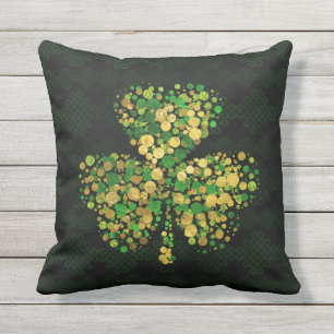 Dekoratives irisches Kleeblatt - Klee-Gold und Kissen