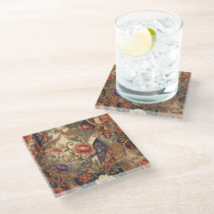 Dekoratives Kimono-Blumenmuster Glasuntersetzer
