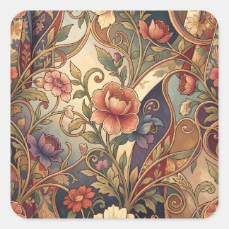 Dekoratives Kimono-Blumenmuster Quadratischer Aufkleber
