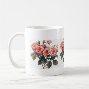 Dekoratives Kissen Blumenstrauß Rosa Rosen – Elega Kaffeetasse