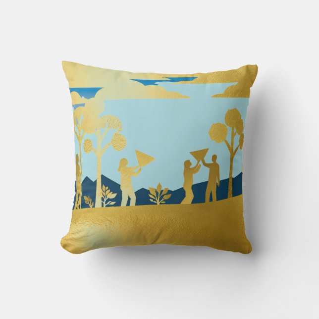 Dekoratives Kissen mit Goldener Natur (Vorderseite)