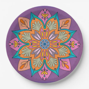 Dekoratives Mandala-Design                         Pappteller