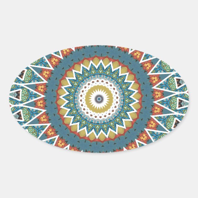 Dekoratives Mandala Ovaler Aufkleber (Vorderseite)