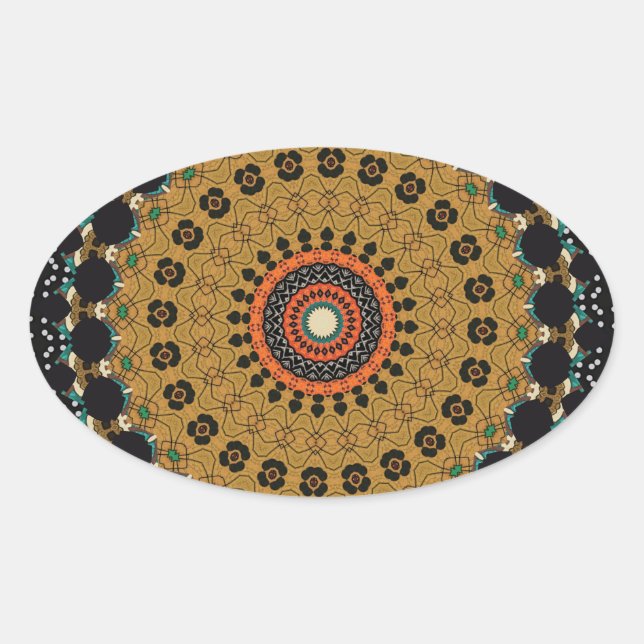 Dekoratives Mandala Ovaler Aufkleber (Vorderseite)
