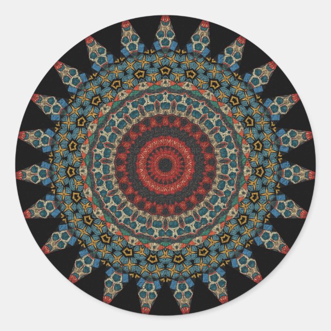 Dekoratives Mandala Runder Aufkleber (Vorderseite)