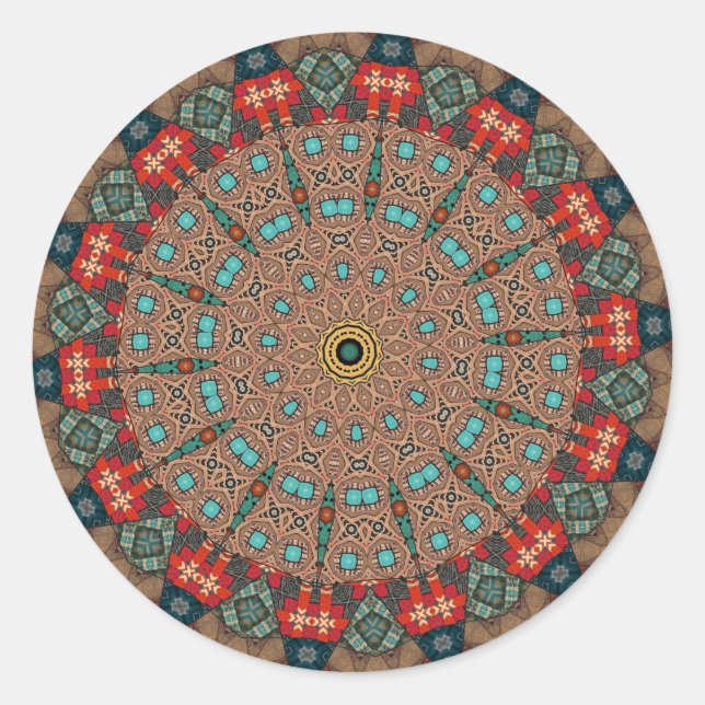 Dekoratives Mandala Runder Aufkleber (Vorderseite)