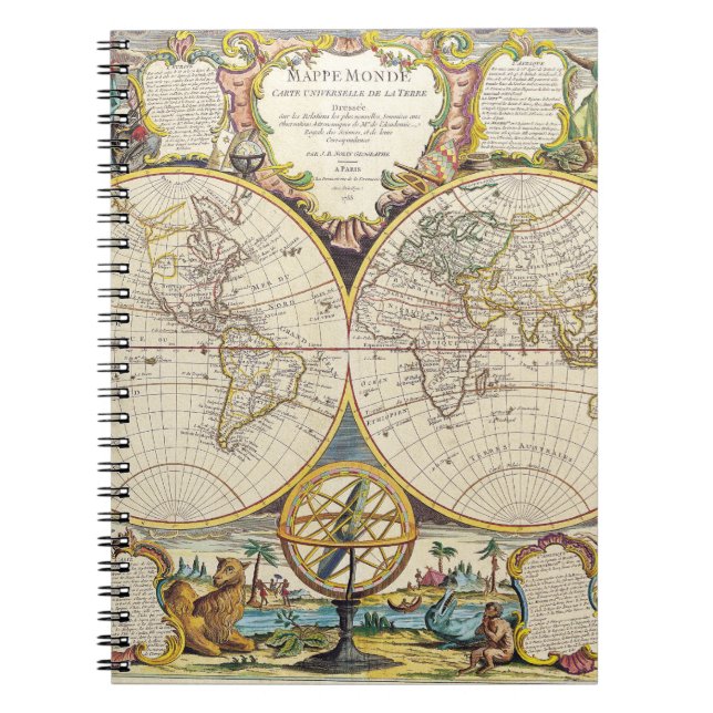 Dekoratives Mappe Monde Globe-Notebook Notizblock (Vorderseite)