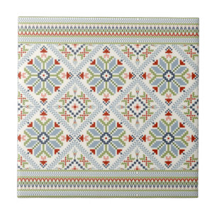Dekoratives Mosaik des Ozeans Blau und Rot Fliese